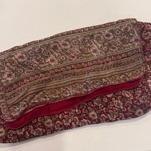 Floral Patterned Red and Pink Silk Scarf